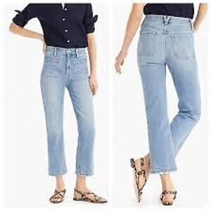 J. Crew Point Sur Kickout Crop Jean Light River Wash Front Patch Pockets Size 28
